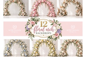 Floral Arch Digital Backdrop BUNDLE