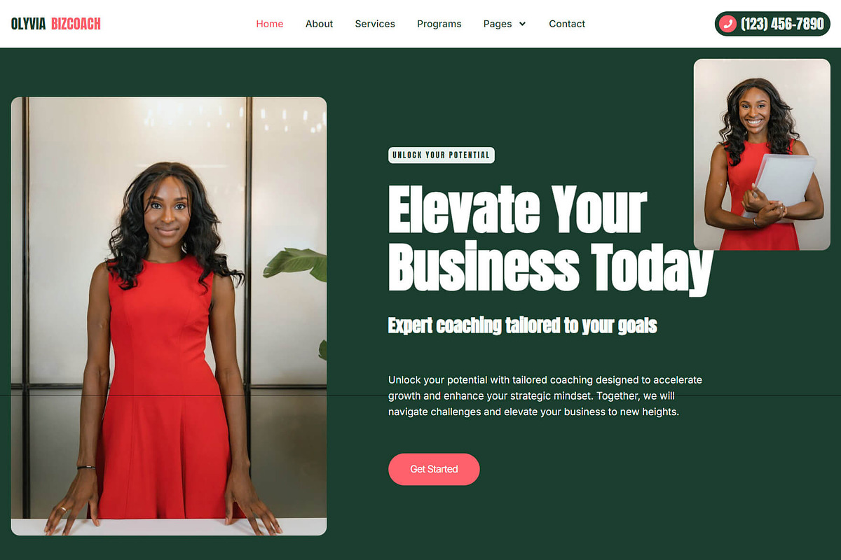 Business Coach Elementor Olyvia, a WordPress Template by OKThemes Studio (Photo 2 of 26)