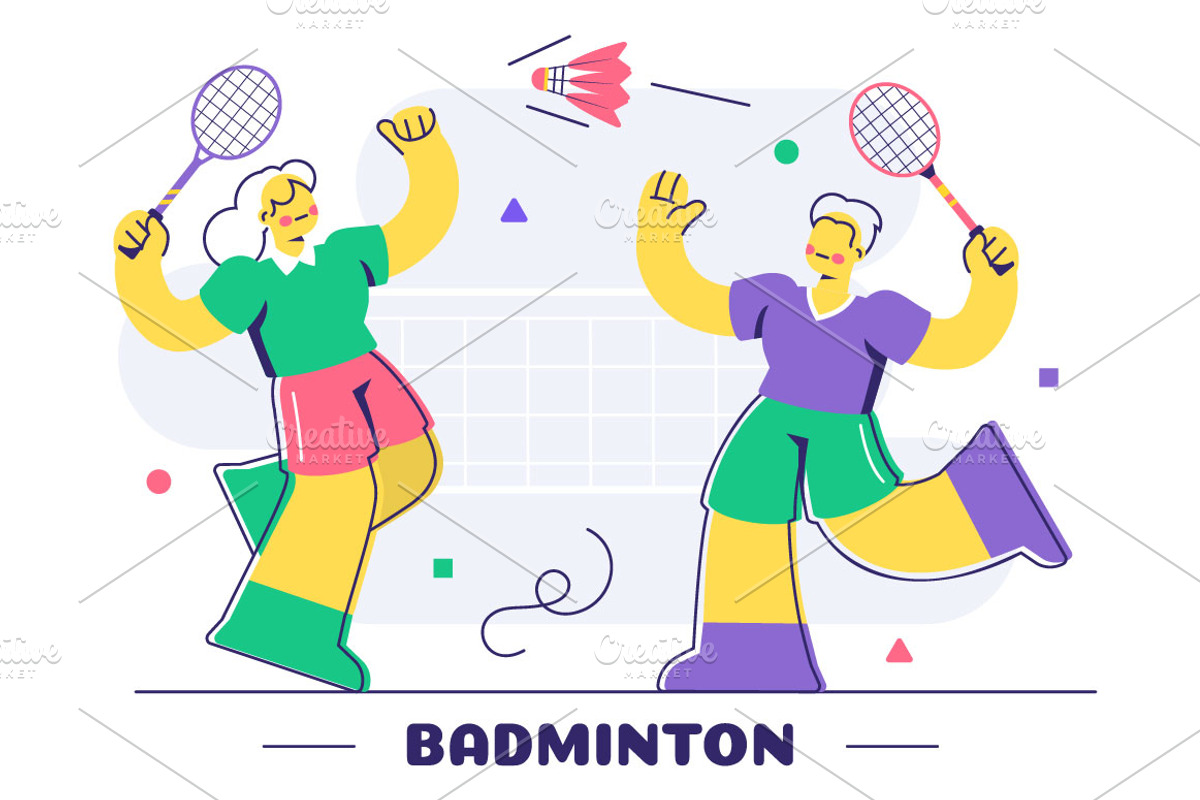 10 Badminton Player Illustration, a Sport Illustration by denayunebgt (Photo 4 of 4)