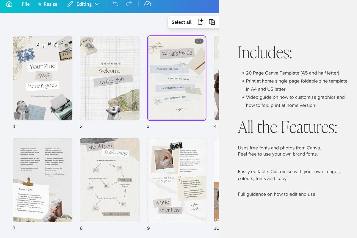 Zine Editable Canva Template, a Magazine Template by Tabitha Emma (Photo 6 of 7)