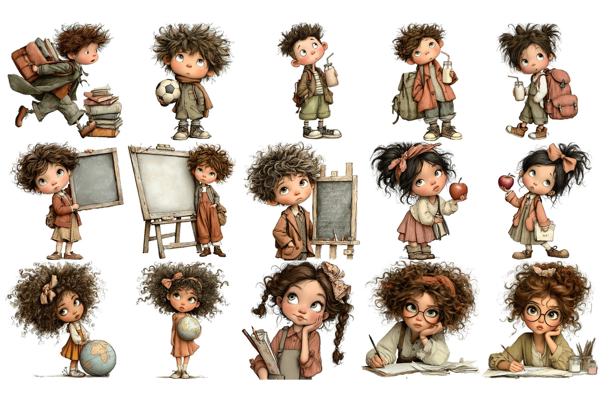 School Kids PNG Clipart Bundle, a Person Illustration by Nicolle's Colorful Art (Photo 4 of 6)