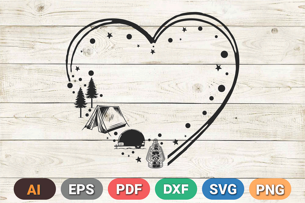 Camping Heart Digital T-Shirt Design, a Graphic by Vector Portal (Photo 4 of 6)