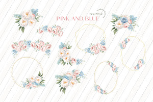 Blue And Pink Flowers Clipart