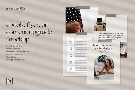 ebook, flyer, and mood board mockup