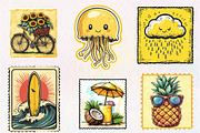 Yellow Summer Postage Stamps Clipart, an Illustration by CreationArt (Thumbnail 7 of 9)