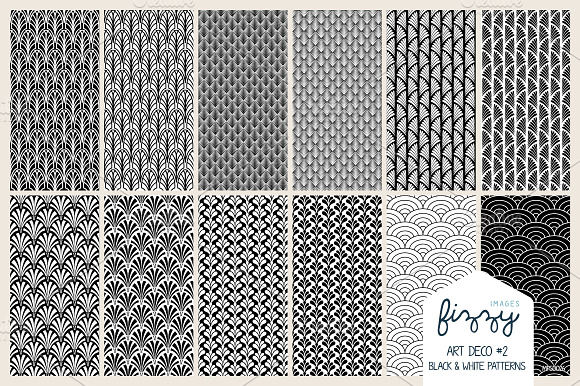 12x EPS JPG Art Deco Black Patterns preview 2