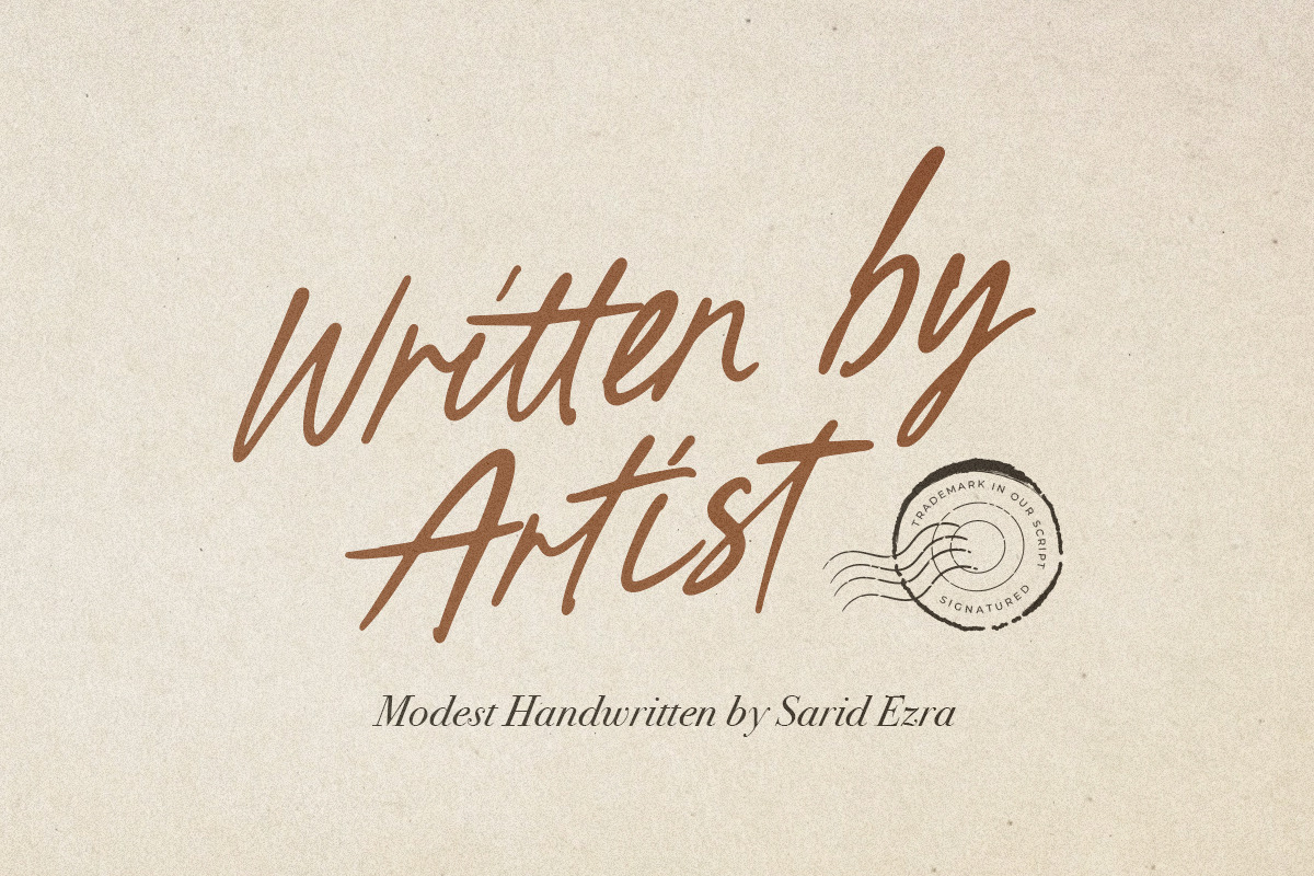 Written by Artist - Ligature Script, a Script Font by Sarid Ezra (Photo 11 of 11)