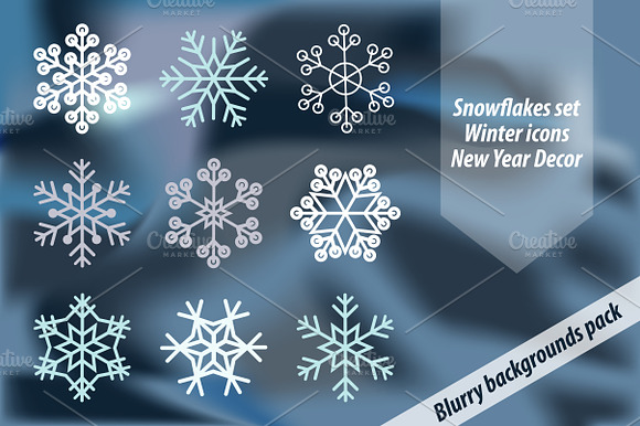 Snowflakes Set For Winter Holidays