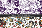 Punks old school tattoo, a Background Graphic by intueri (Thumbnail 5 of 7)