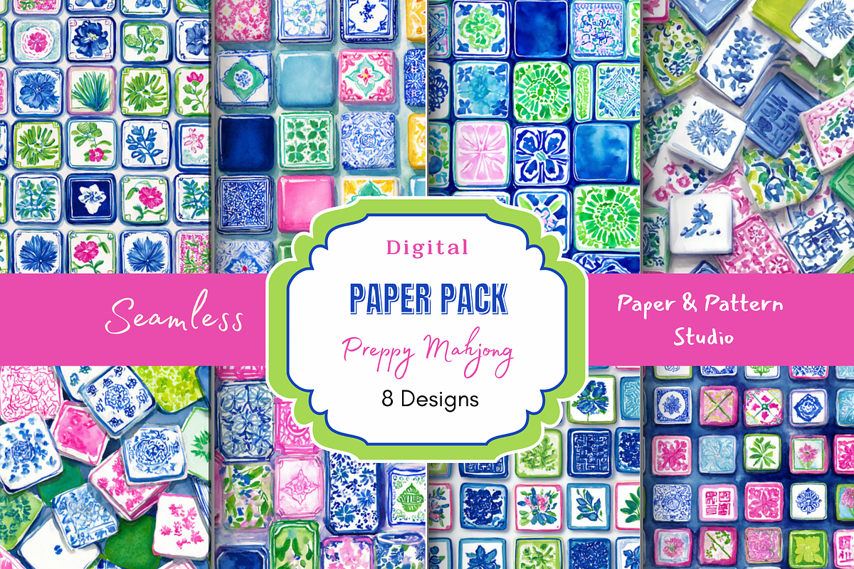 Preppy Mahjong Seamless Paper, a Pattern Graphic by Paper & Pattern Studio (Photo 1 of 9)