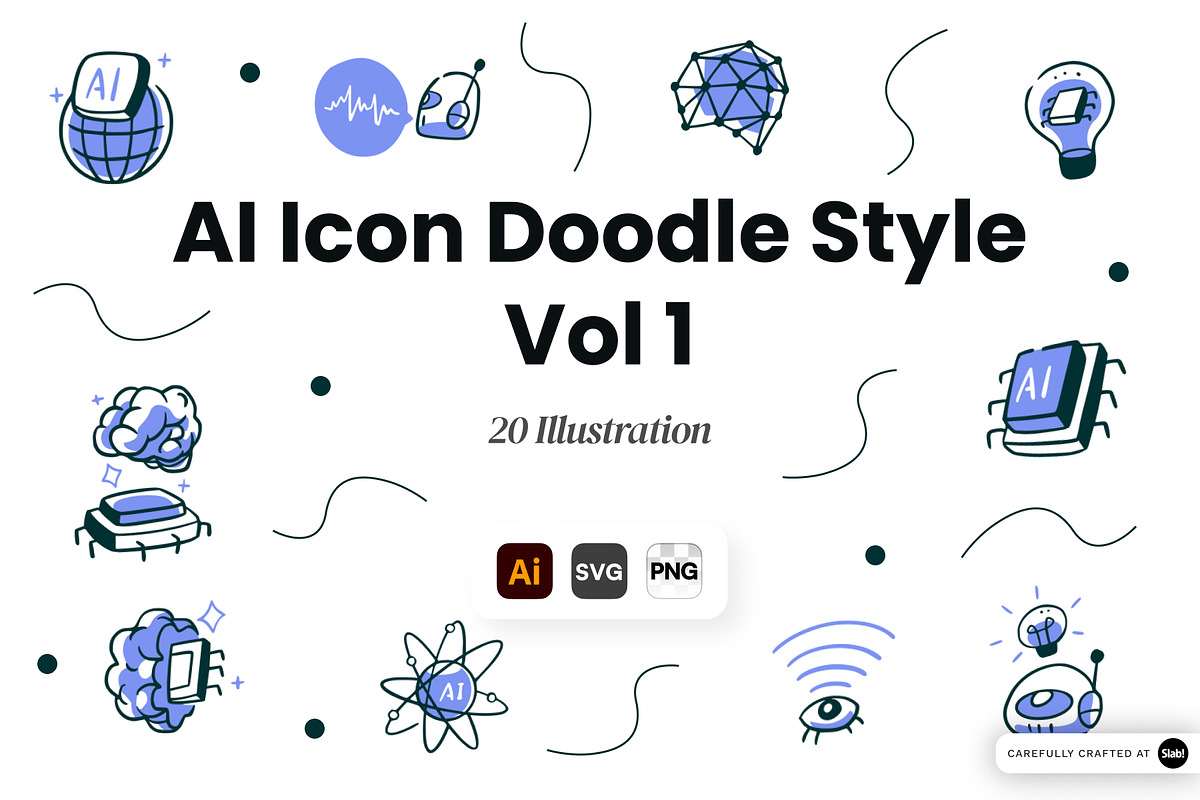 AI Doodle Icon Set Vol 1, a Technology Illustration by SLAB! Design (Photo 1 of 3)