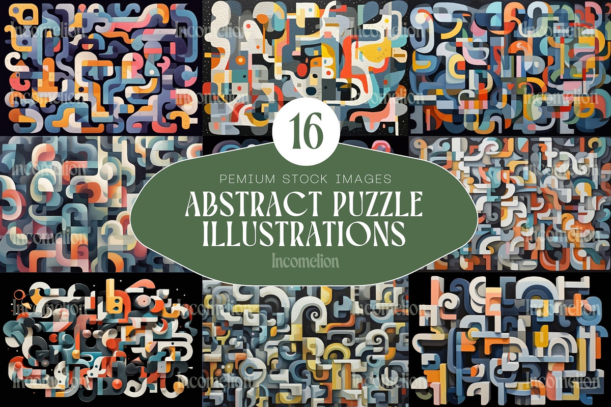 16 Abstract Puzzle Illustrations, a Wallpaper Graphic by Incomelion (Photo 1 of 6)