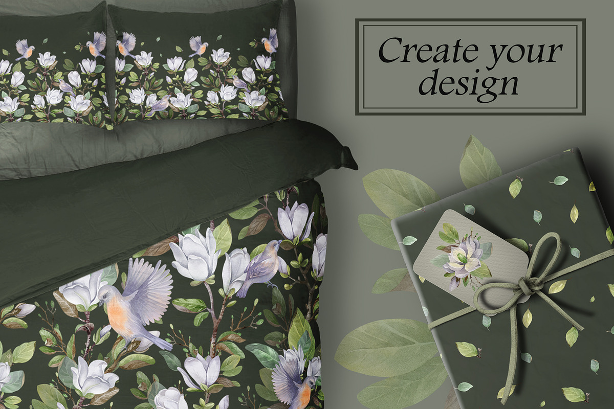 Watercolor Magnolia Flower Set, a Decorative Illustration by LenArt (Photo 10 of 18)