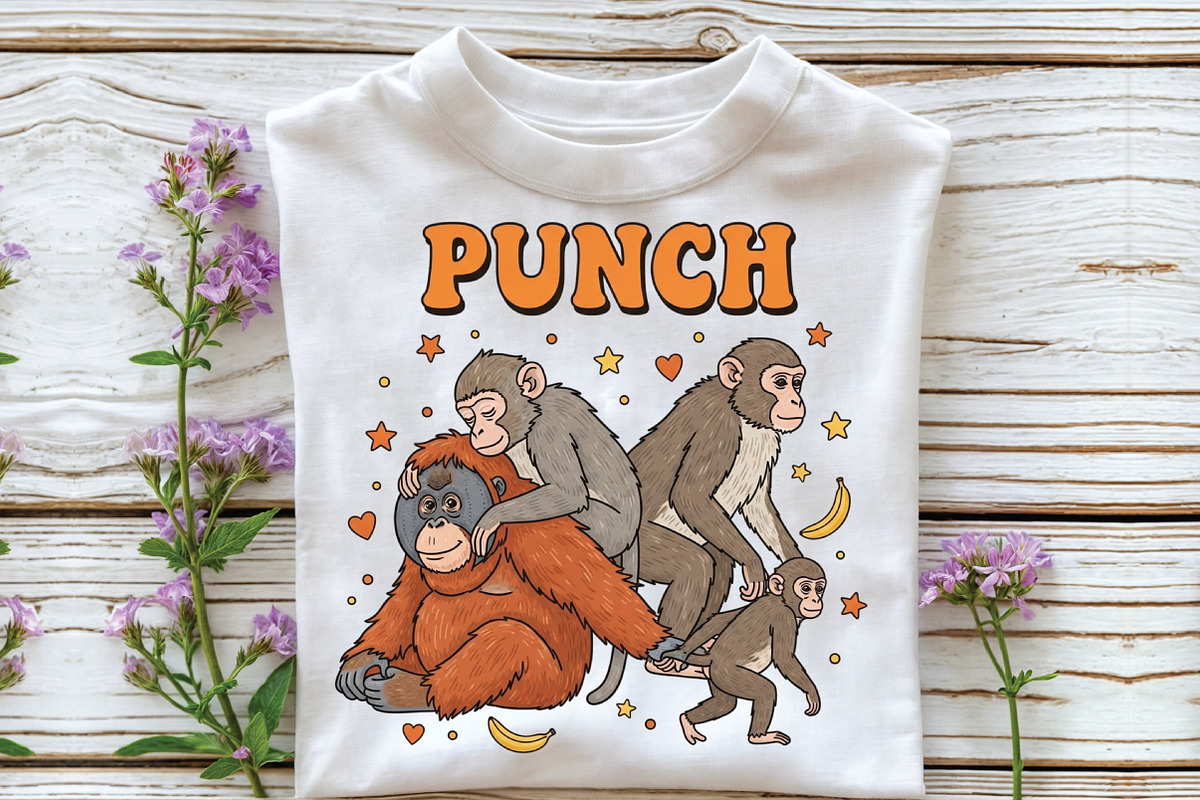 Cute Baby Monkey Punch PNG, an Illustration by CraftArtStudio (Photo 2 of 4)