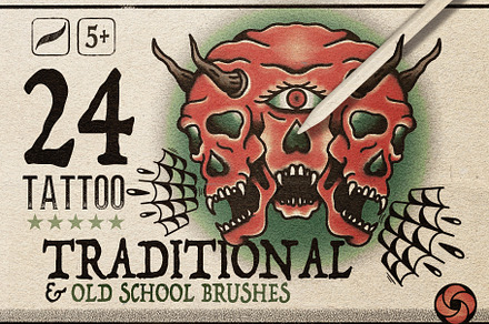 24 Traditional Tattoo Brushes, a Brush Add-On by Easy Procreate