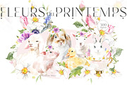 Spring Flora Farm Animals Watercolor, an Animal Illustration by Catherine Wheel (Thumbnail 1 of 22)