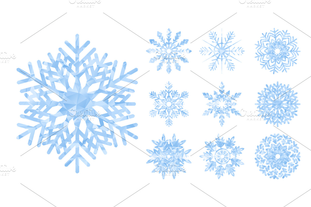 Snowflakes Vector Collection, a Background Graphic by Elinorka (Photo 4 of 4)