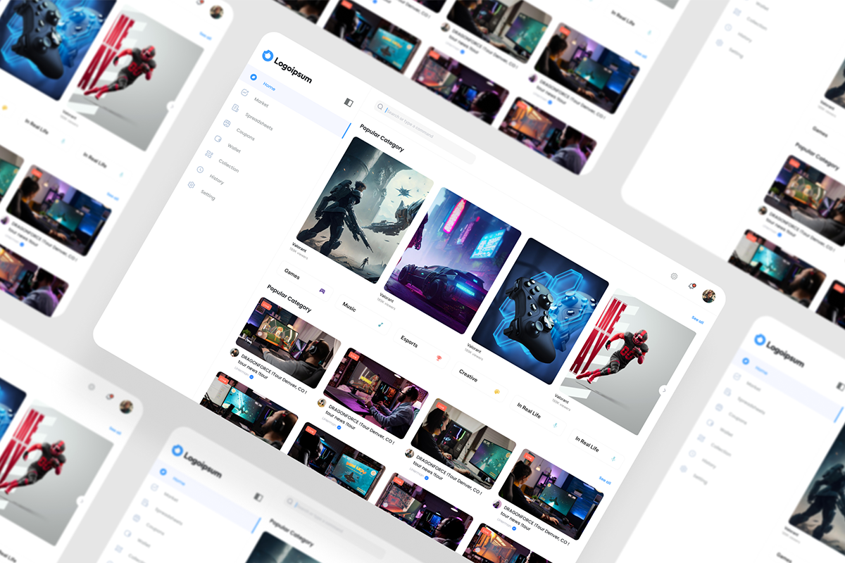 Game Livestream Dashboard UI Kit, an UI Kit Template by iDoodle Studio