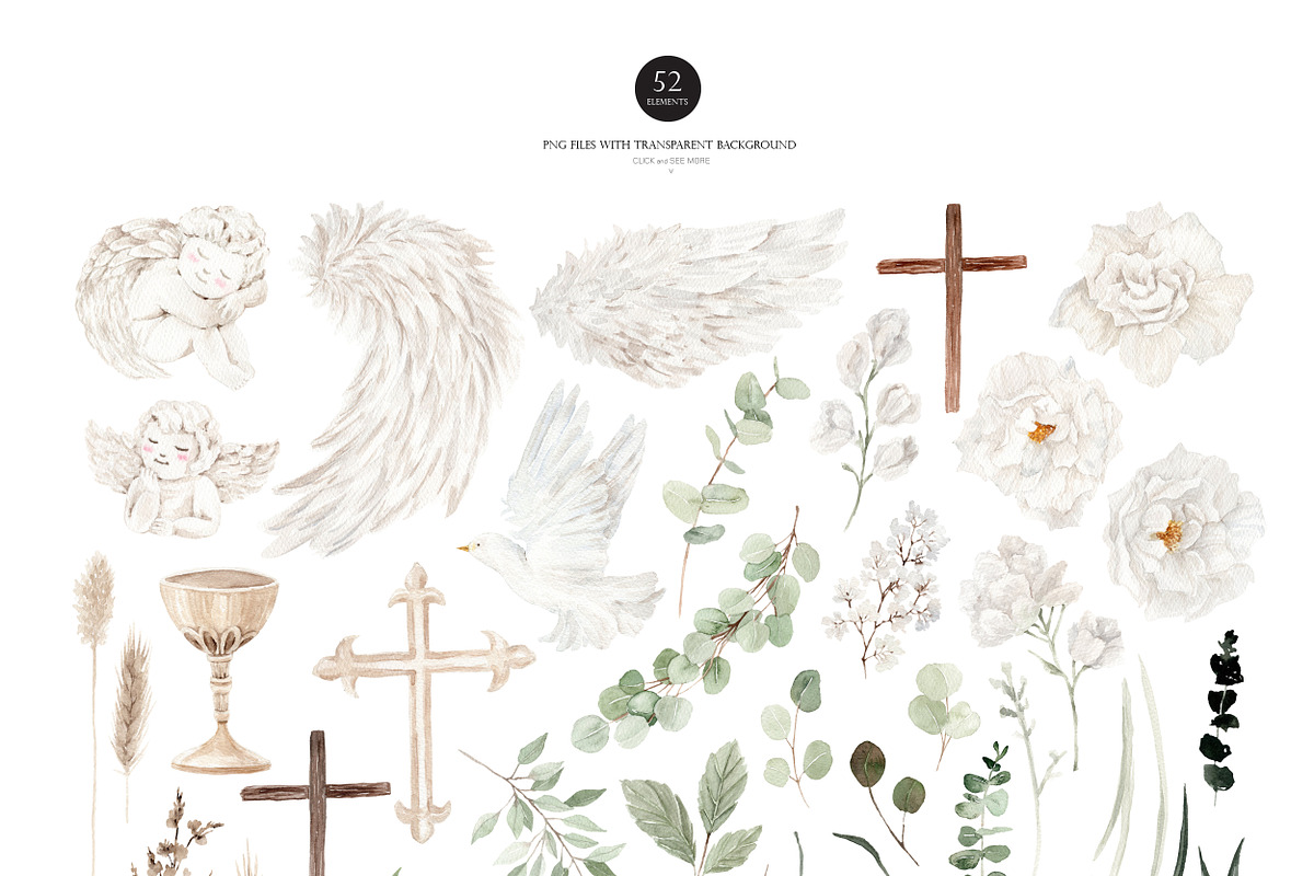 Watercolor Clipart - Holy BAPTISM, a Decorative Illustration by Beigetime (Photo 2 of 14)