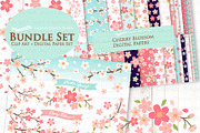 Cherry Blossom Flower Set, an Illustration by Mia's Graphic Design (Thumbnail 2 of 9)