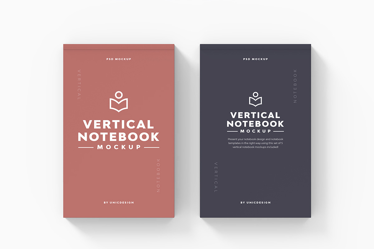 Vertical Notebook Mockup, a Books & Magazine Mockup by UnicDesign