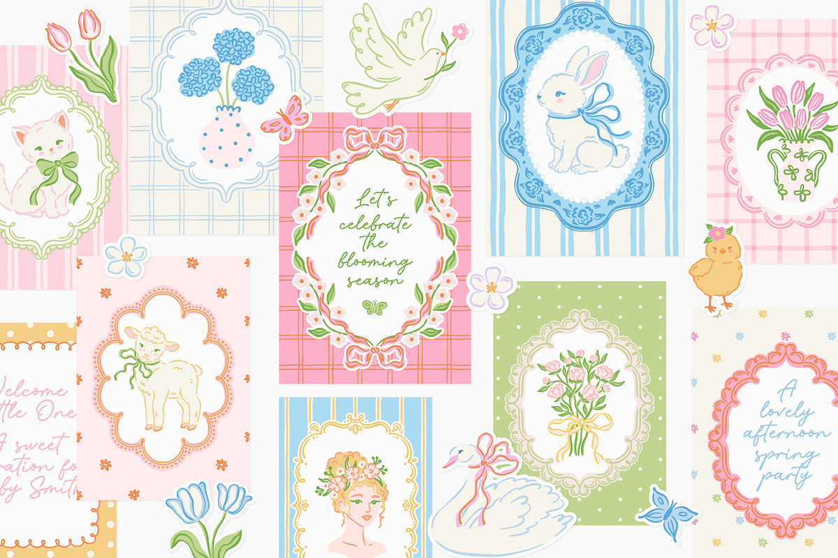 Spring Charm Clipart & Patterns, an Object Graphic by Leila Divine (Photo 3 of 17)