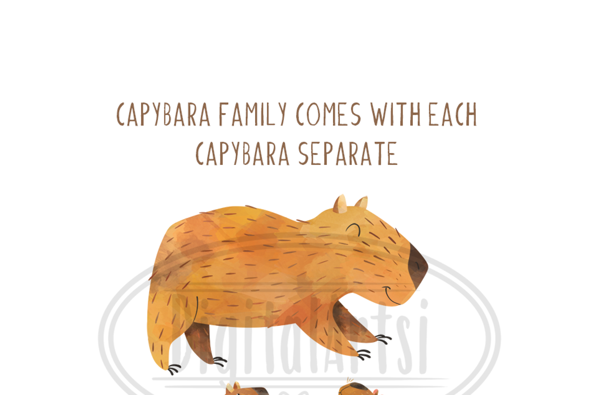 Watercolor Capybara Clipart, an Animal Illustration by DigitalArtsi (Photo 5 of 5)