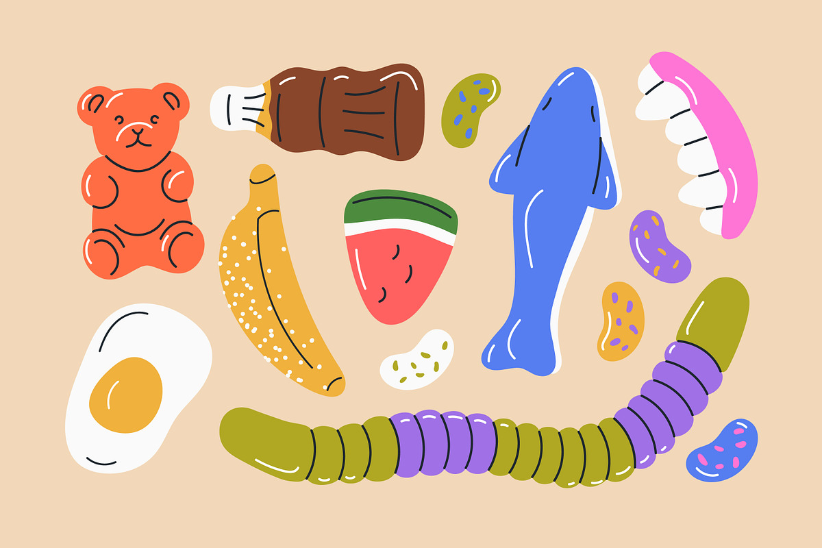 Gummy candies. Jelly sweets set, a Food Illustration by Good Studio (Photo 3 of 7)
