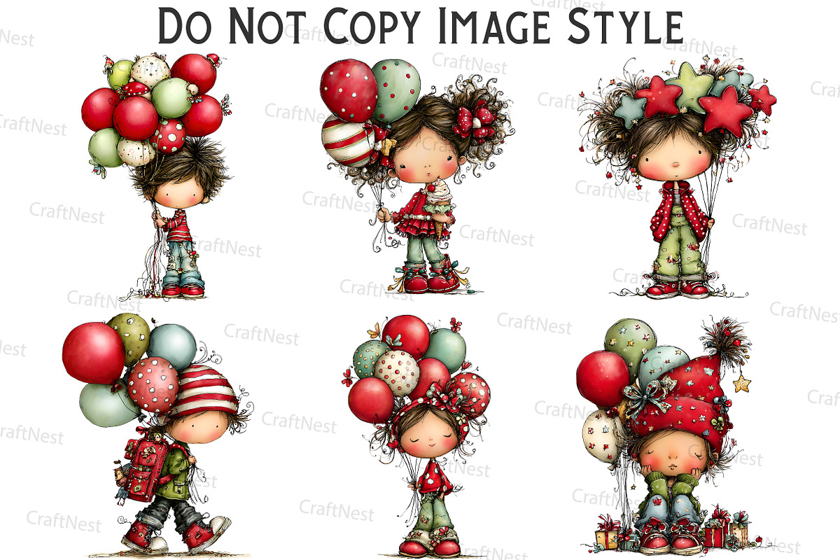Whimsical Cute Kids With Balloons, an Illustration by Craft Nest (Photo 4 of 7)