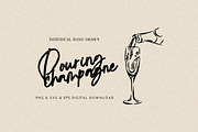 Pouring Champagne In A Glass, a Food Illustration by CraftingOnSunday (Thumbnail 1 of 3)