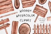 Watercolor Wooden Signs Clipart, a Texture Illustration by MilanaDesignShop (Thumbnail 1 of 4)