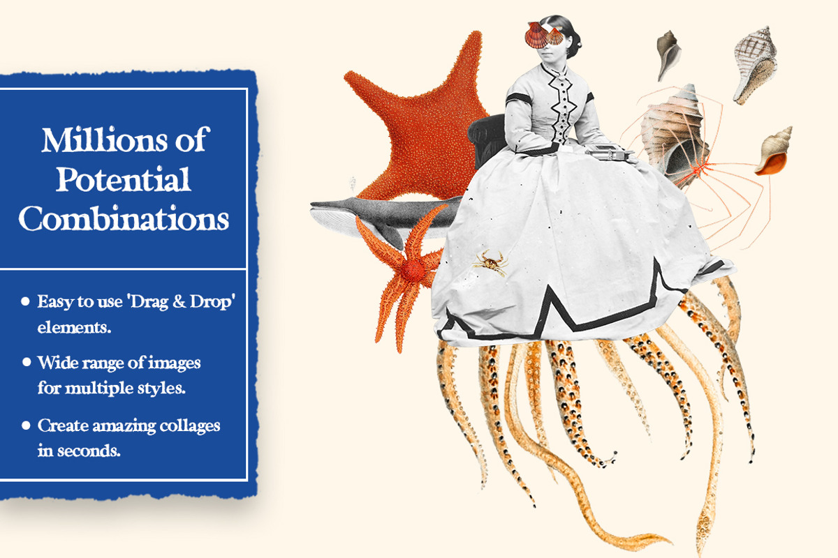 Vintage Sea Creatures Collage Pack, an Object Graphic by Collage Supply Co (Photo 2 of 3)
