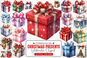 Christmas Presents & Wrapping Clipar, an Illustration by RobertsArt