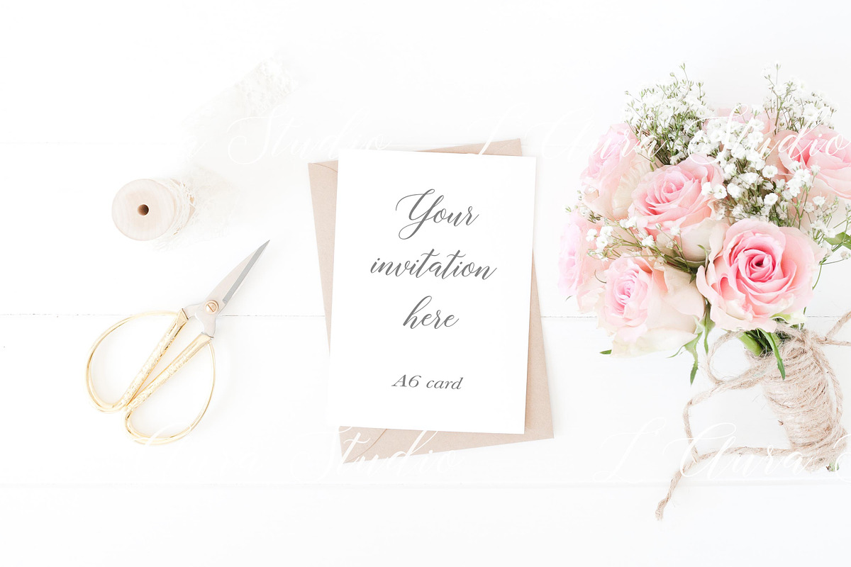 Wedding invitation mockup - psd/png, a Print Template by L'Aura Studio