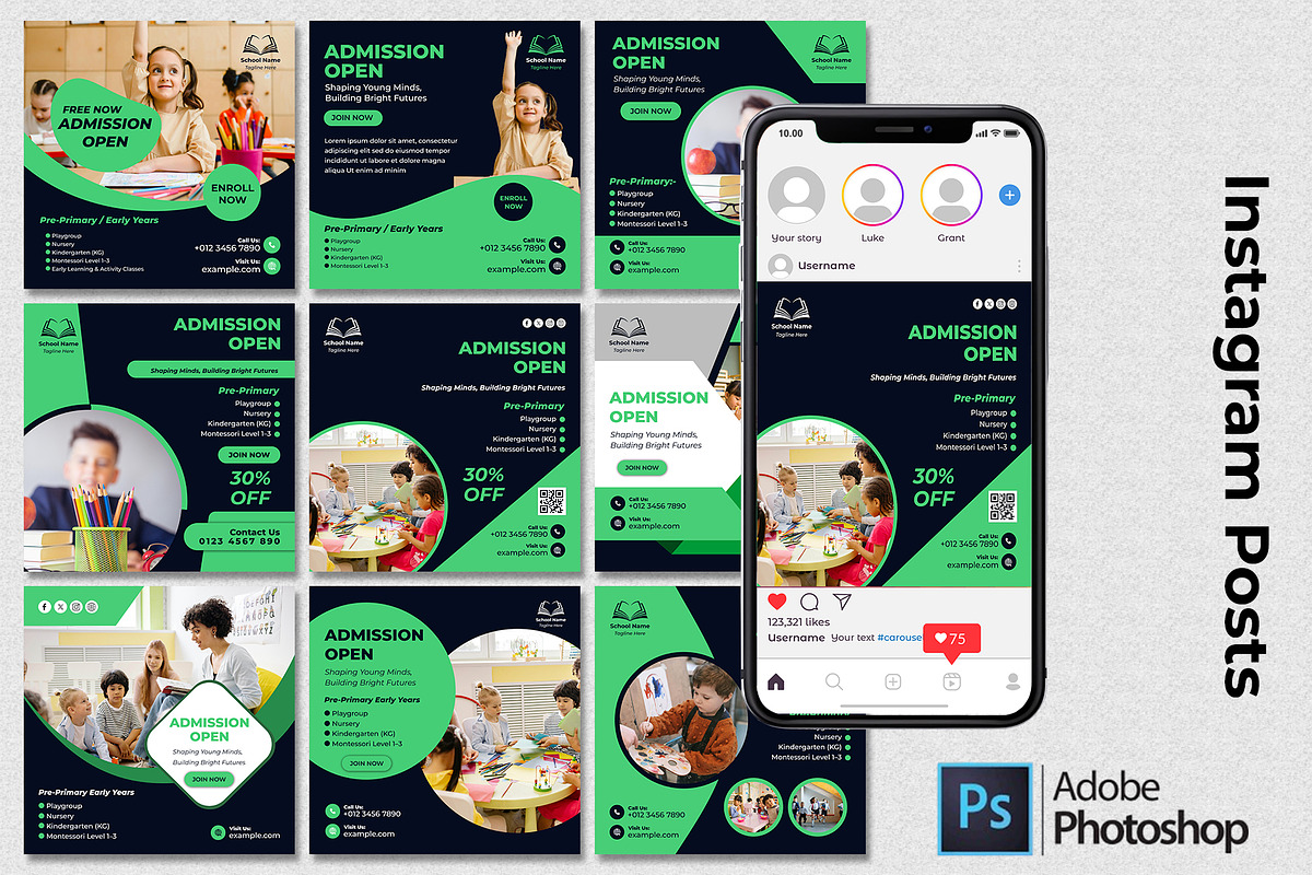 School Editable Instagram Post, a Social Media Template by Mohammad Sarfaraz (Photo 1 of 5)