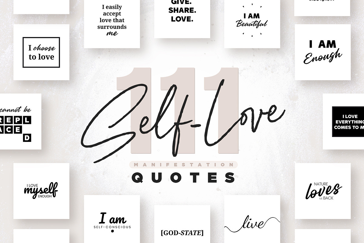 111 x Self-Love Quotes - B/W Edition, a Social Media Template by The Wedding Shop (Photo 1 of 8)