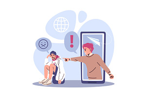 Bullying on social media. Online, an Object Illustration by YummyBuum