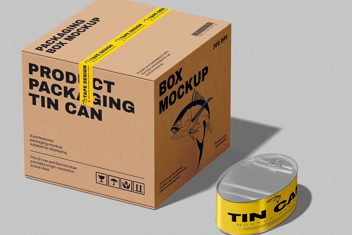 Box and Tin Can Mockup, a Packaging Mockup by Unerispace (Photo 2 of 5)