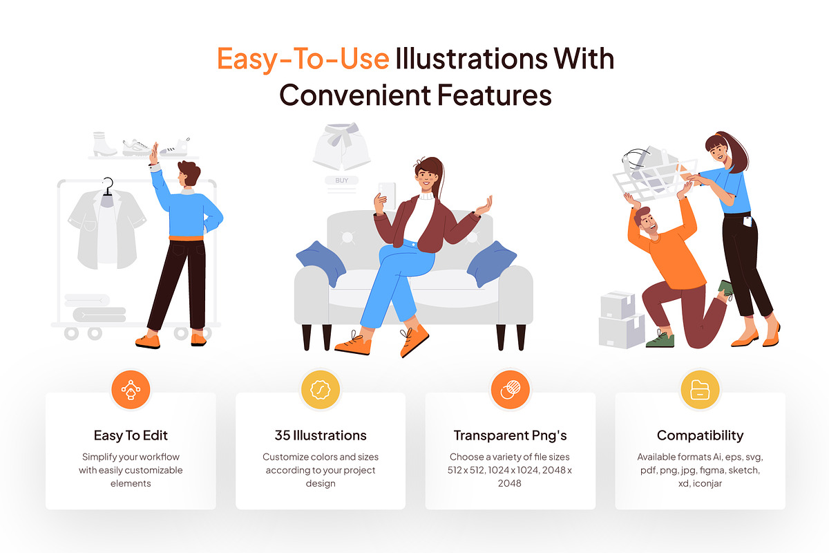 Shopping Vector Illustration Set, a Person Illustration by Vectors Market (Photo 2 of 8)