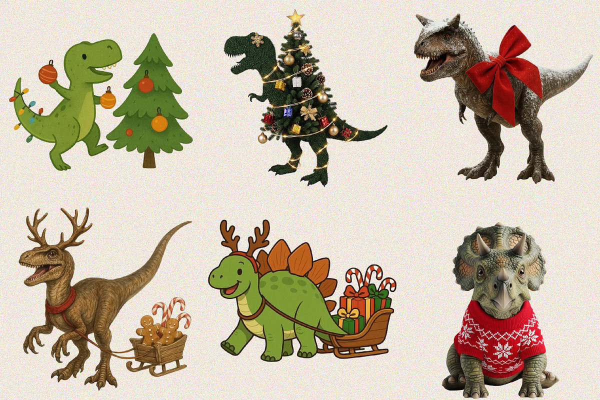 Cute Christmas Dinosaur Sublimation, an Illustration by SVGArt (Photo 6 of 8)