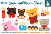 Retro Bear Handdrawn Clipart, an Object Illustration by Cozy Cat Design (Thumbnail 1 of 3)