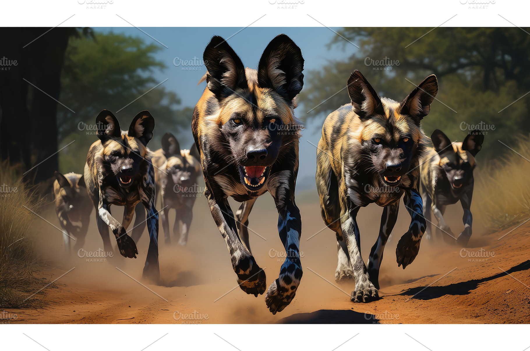 wildlife african painted dogs ai, an Animal Photo by pikepicture