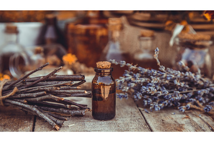 Medicinal herbs and tinctures, a Health & Medical Photo by yanadjana