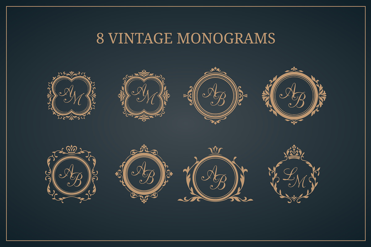 Vintage design elements &monograms, an Invitation Template by MARIA KOLYADINA (Photo 3 of 3)