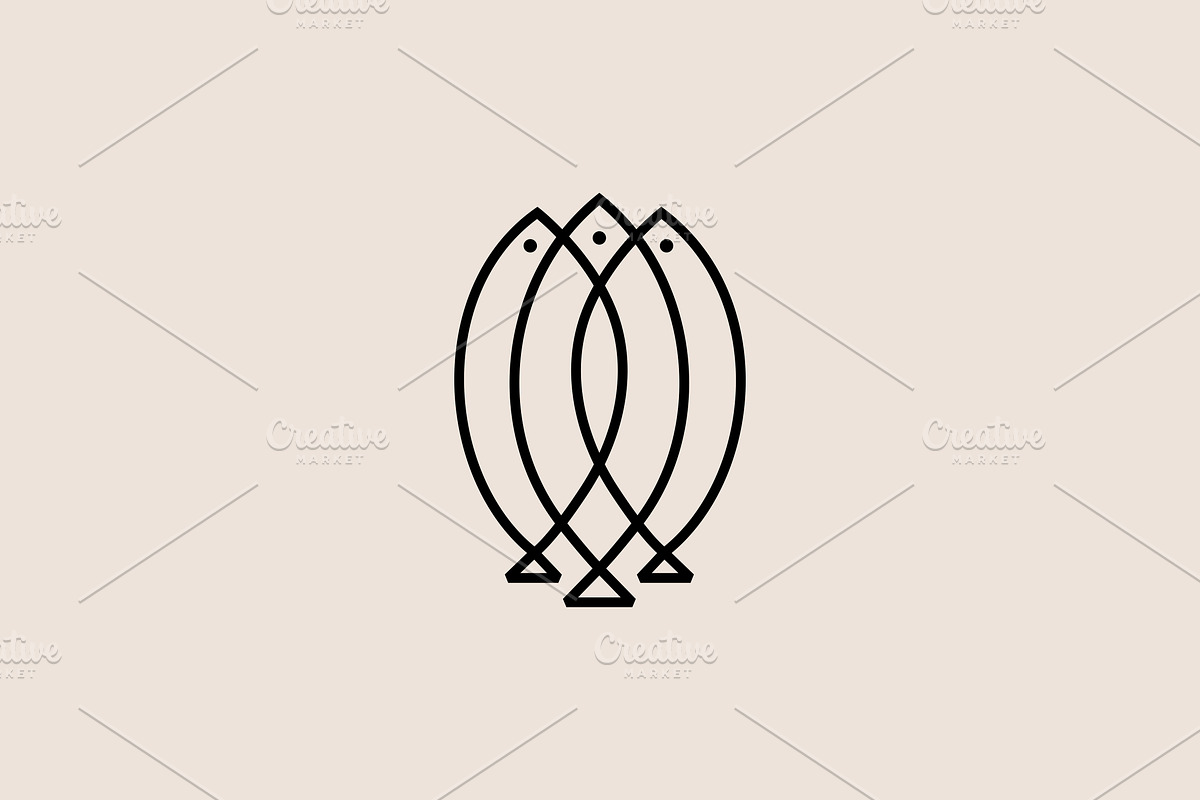 Three Fishes triple fish line logo, a Branding & Logo Template by VASTARD STUDIO