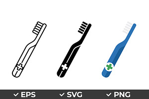 Medical Toothbrush Vector Icon Set, an Object Graphic by Artonix