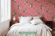 Spring Bunny & Flower Pattern, an Illustration by Johanna V. Creative (Thumbnail 2 of 3)