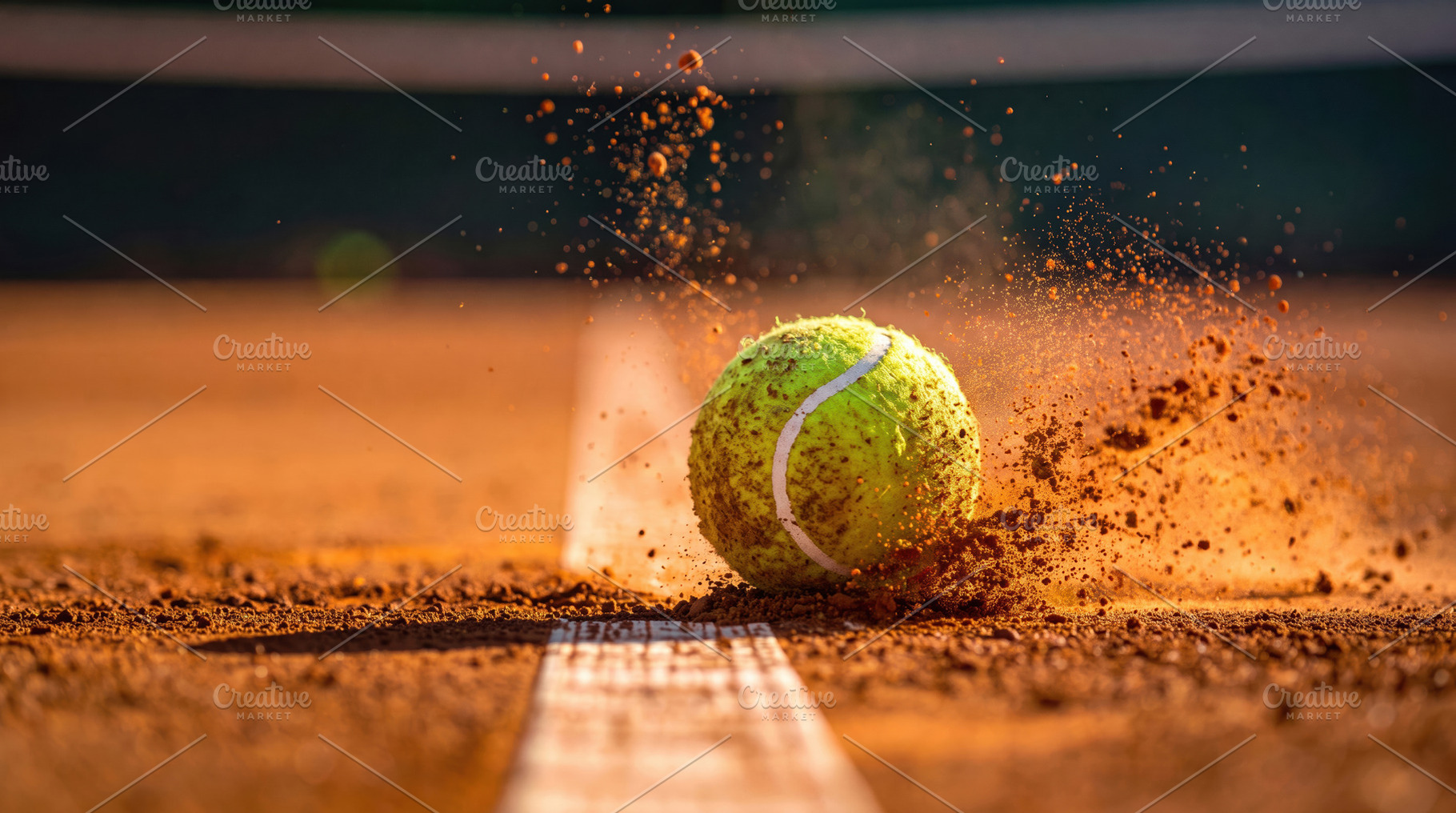Tennis Ball Impacting Clay Court with Flying Dust, a Sports & Recreation Photo by Davizro's Market