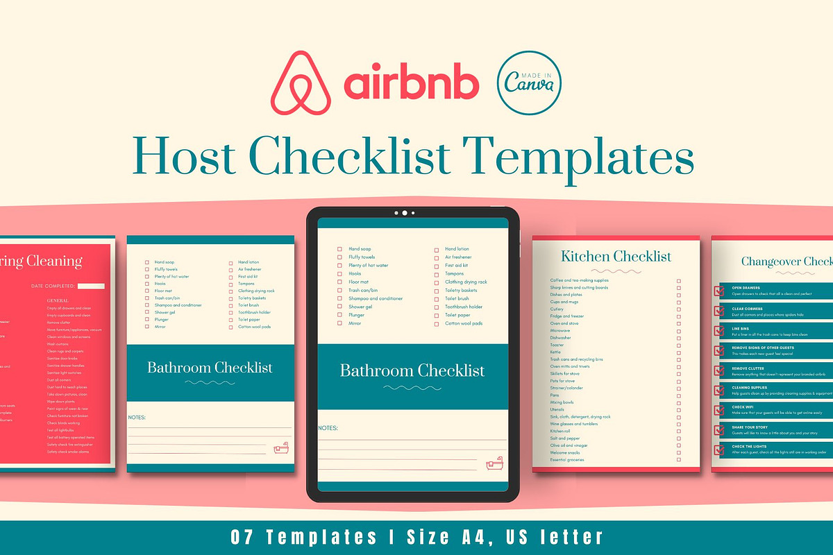 Printable Airbnb Host Checklist, a Poster Template by Marketello Studio (Photo 1 of 3)