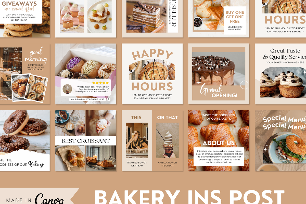 Bakery Instagram Post Templates, a Social Media Template by ShopRShop